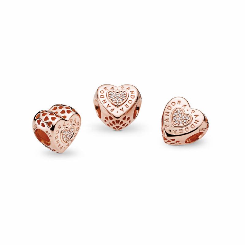 Pandora Rose™ Signature Heart Charm - Pandora Rose/Cubic Zirconia - Canada | LK8997OP